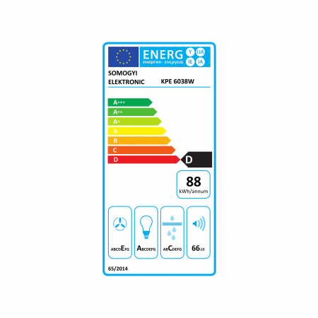 Hotă HURRICANE KPE 6038W – alb, 60cm, 200 m³/h, 3 viteze, LED [1]