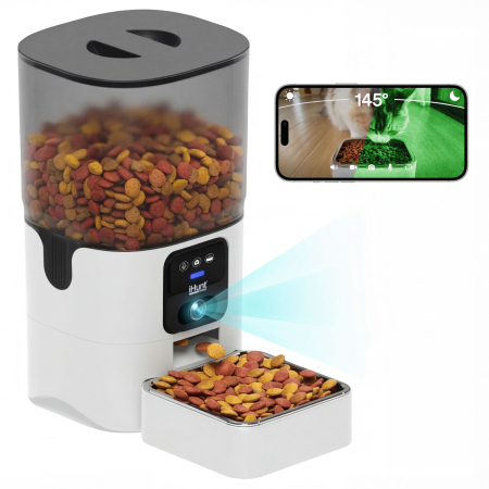 Hrănitoare inteligente - Hrănitor automat inteligent pentru câini și pisici 6L cu cameră Full HD și Wi-Fi