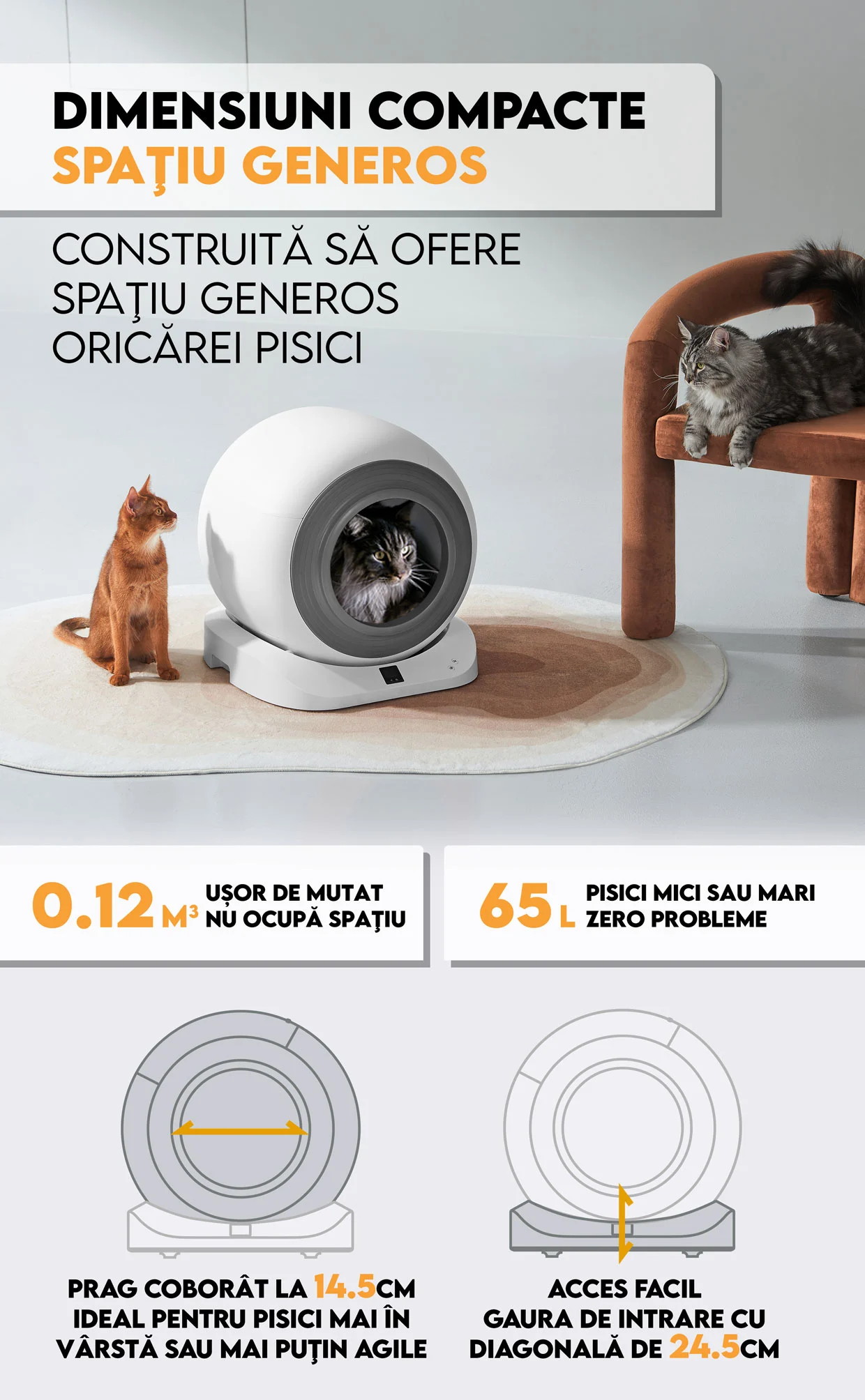 Litieră automată Smart Cat Litter V5 cu spray deodorant, Wi-Fi și aplicație Smart [6]