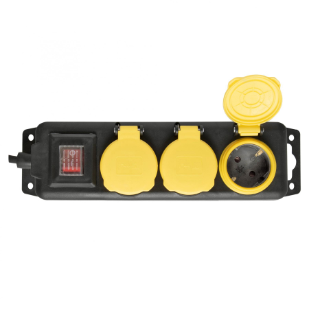 Electronice - Prelungitor exterior NVO 03K-5/BK/1,5 cu 3 prize, cablu cauciuc 5m și protecție IP44