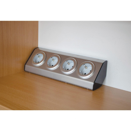 Prelungitor KNV 04 cu 4 prize inox și protecție copii, montaj orizontal/vertical [1]