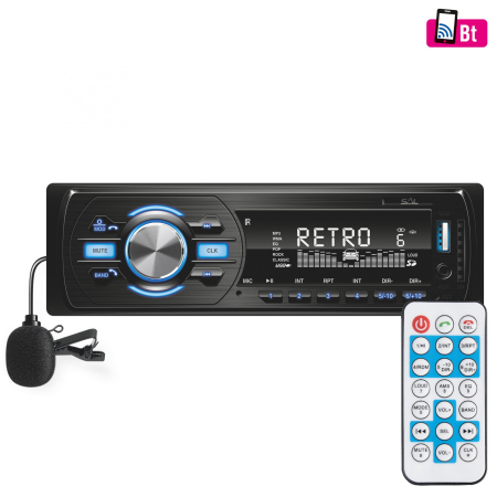 Accesorii Auto - Radio auto VB 4000 – Bluetooth, FM RDS, USB, SD, AUX, 4x50W, microfon extern și telecomandă