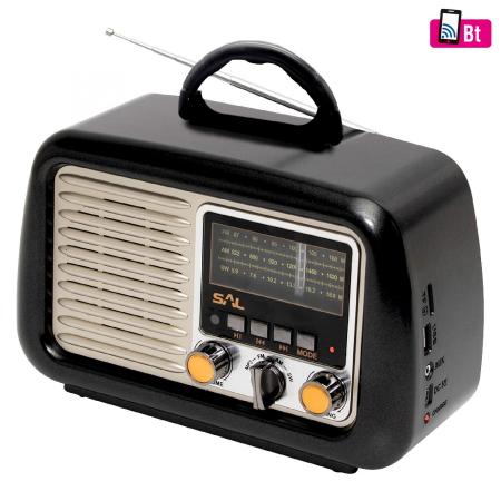 Radiouri - Radio retro RRT 2B – AM/FM/SW, Bluetooth, USB, microSD, autonomie 20h, design clasic