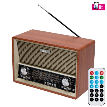 Radiouri - Radio retro RRT 4B – AM/FM/SW, Bluetooth, USB, microSD, AUX, difuzoare lemn, autonomie 16h