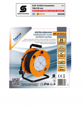 Tambur cablu HJR 10-25/2,5 – 25m, cablu cauciucat 3x2,5 mm², 4 prize IP44, exterior [1]