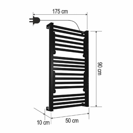 Uscător electric de prosoape FKTW345B negru, 18 bare, 345W [1]