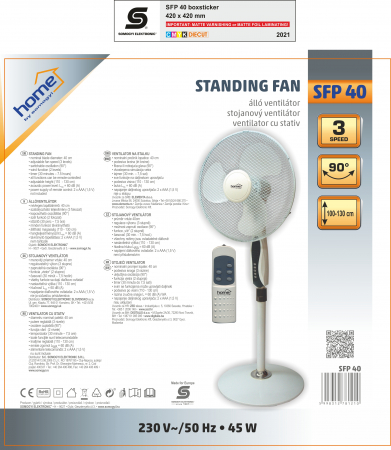 Ventilator cu stativ SFP 40 – 40cm, 3 viteze, telecomandă, timer [3]