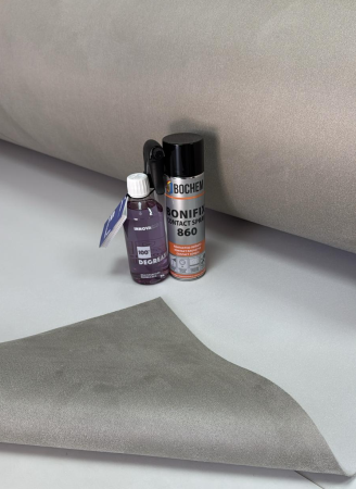 Pachete promoționale - OFERTA -  2m Material  Textil Tip Alcantara + 1 buc Adeziv Bonifix + 100% DEGREASING - degresant auto și detergent universal pentru vehicule