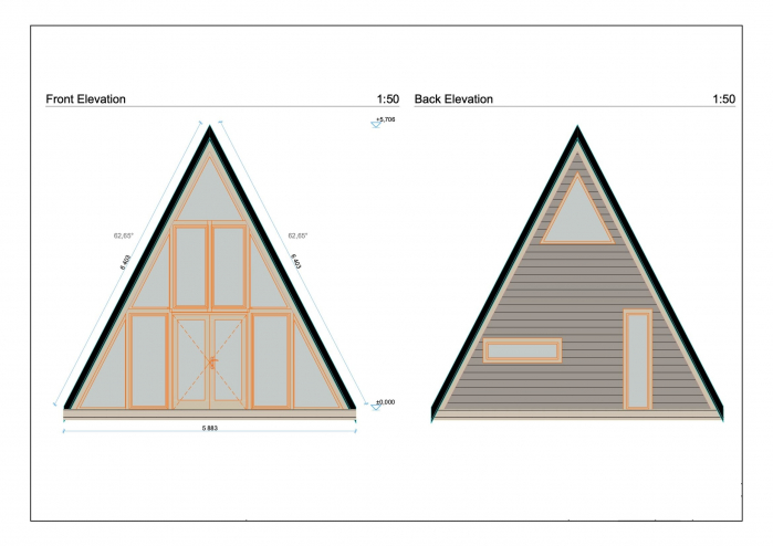 Casa izolata din lemn tip A Frame 40 m² [9]