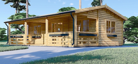 Case Pin Nordic - Casa izolata din lemn, Pin Nordic, DUNAREA 32 m² + terasa 20 m² cu un dormitor