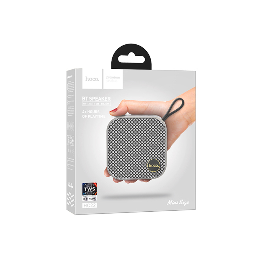 Boxa portabila, TWS, BT 5.2 Wireless, 5W, Auspicious Compact, Gray – Hoco HC22 [1]