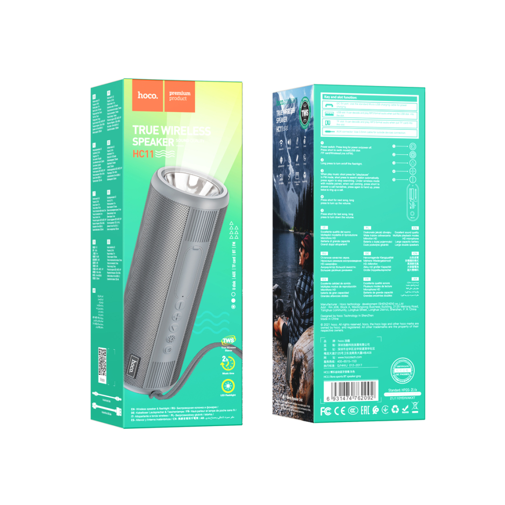 Boxa portabila, TWS, BT Wireless, Bora Series 2W, Gray – Hoco HC11 [1]