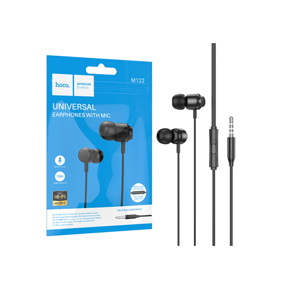 Casti cu Fir, In Ear, 3.5mm, 1.2m, Mic & Volume Key, HiFi, Black – Hoco M122 [1]