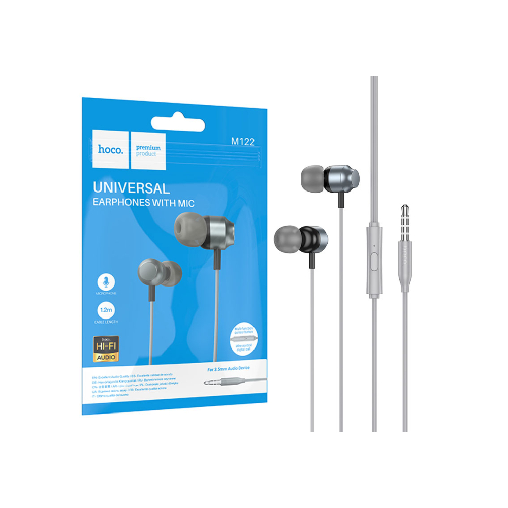 Casti cu Fir, In Ear, 3.5mm, 1.2m, Mic & Volume Key, HiFi, Gray – Hoco M122 [1]