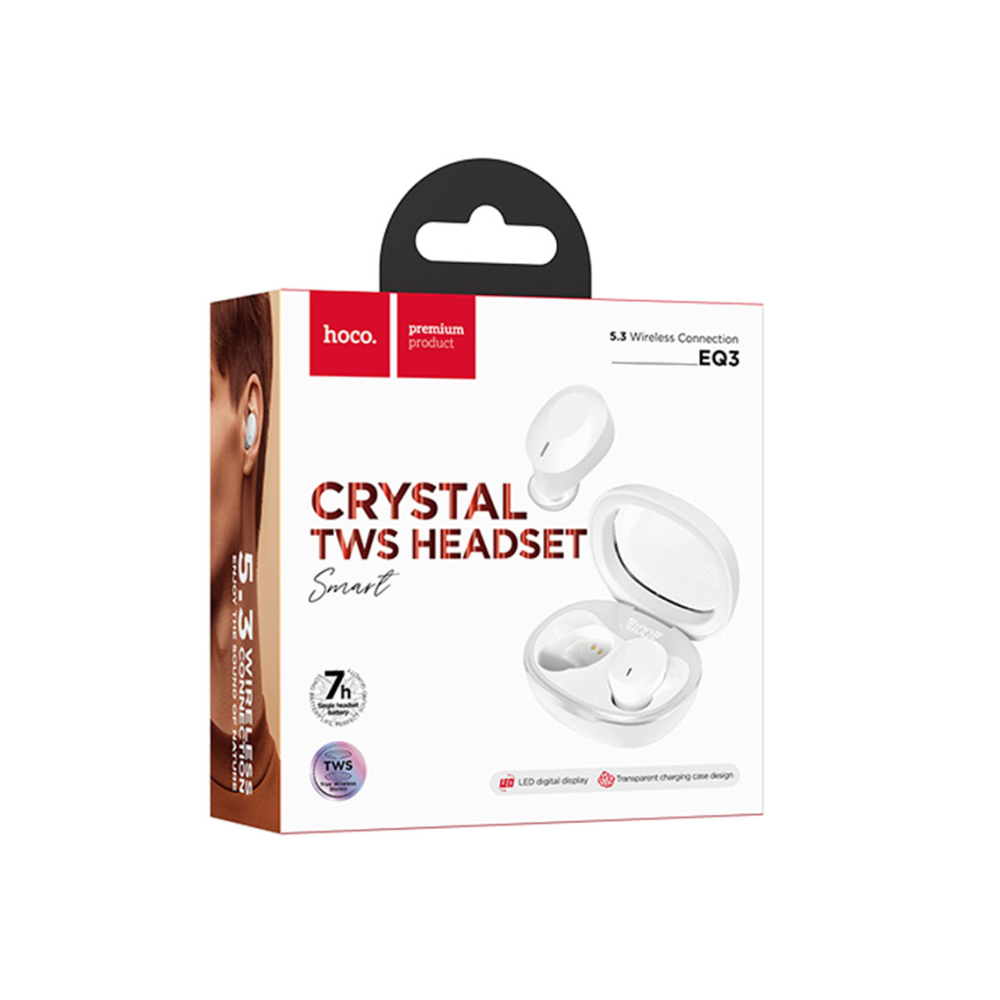Casti Wireless, Ear Buds, BT 5.3, 150h StandBy, 150mAh, Smart True, White – Hoco EQ3 [1]