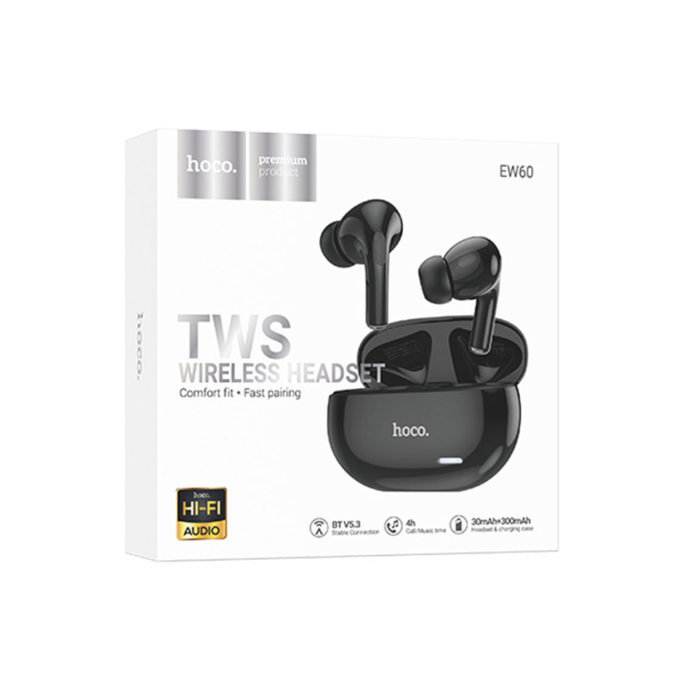 Casti Wireless, Ear Buds, BT 5.3, 150h StandBy, 300mAh, HiFi, Norman, Black – Hoco EW60 [1]