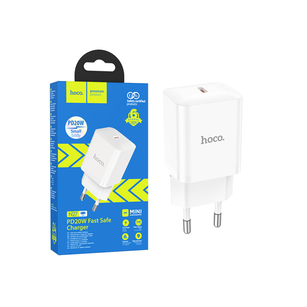 Adaptor Incarcator, 20W, 1xUSB-C, PD, White – Hoco N27 [1]