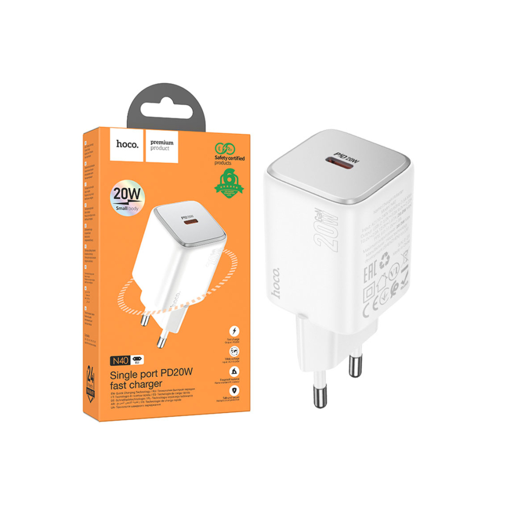 Adaptor Incarcator, 20W, 1xUSB-C, PD, White – Hoco N40 [1]