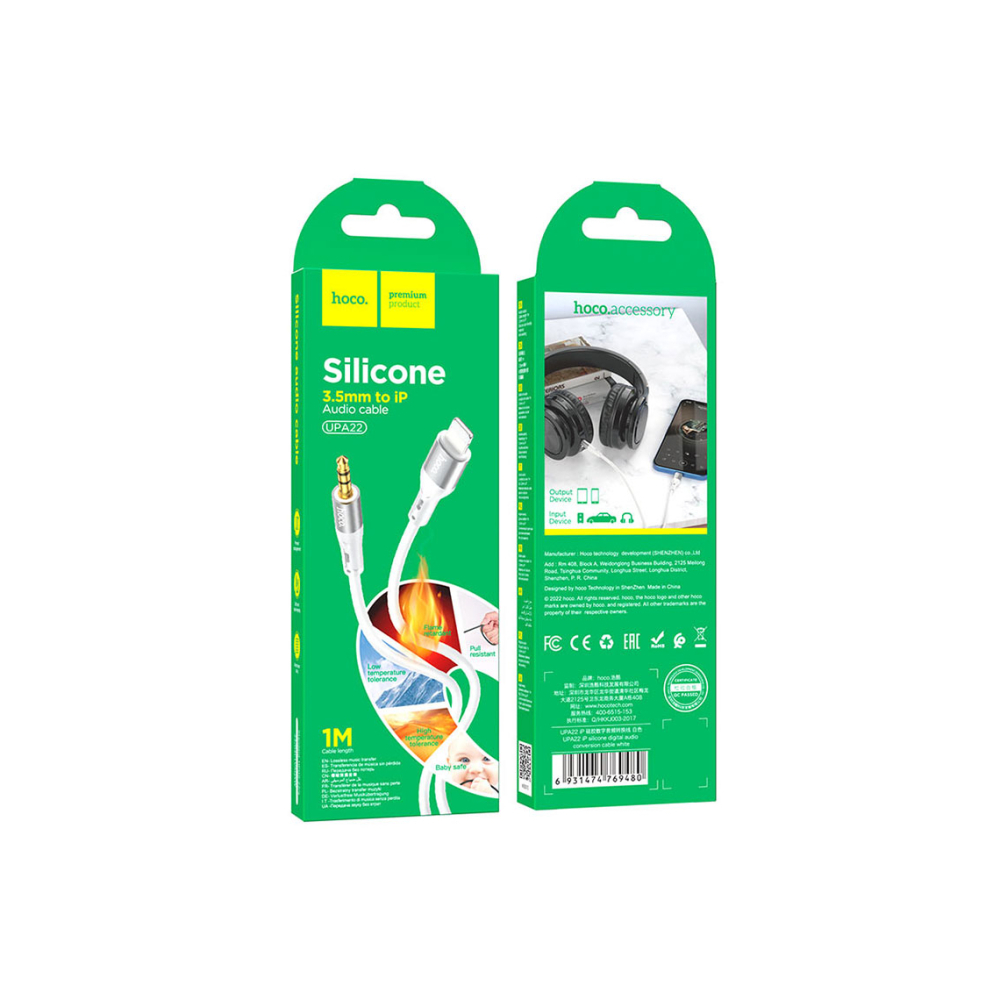 Cablu Audio, Lightning la Jack 3.5mm - 1m, White – Hoco UPA22 [1]