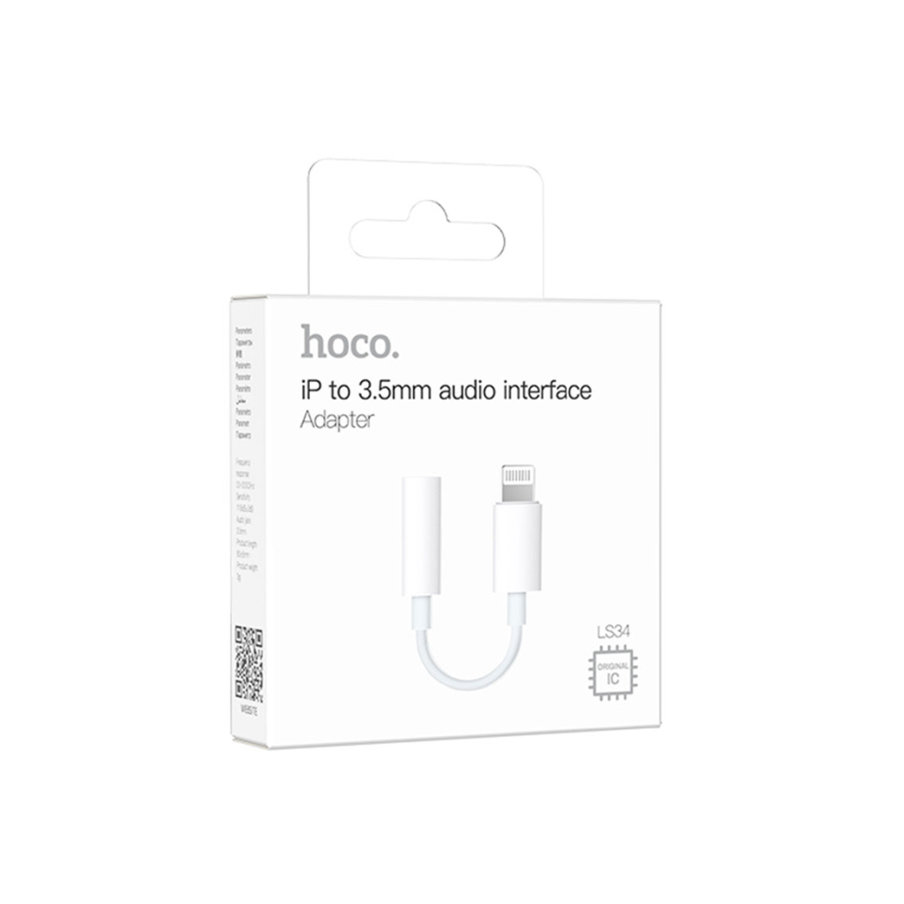 Cablu Audio, Lightning la Jack 3.5mm - 8cm, White – Hoco LS34 [1]