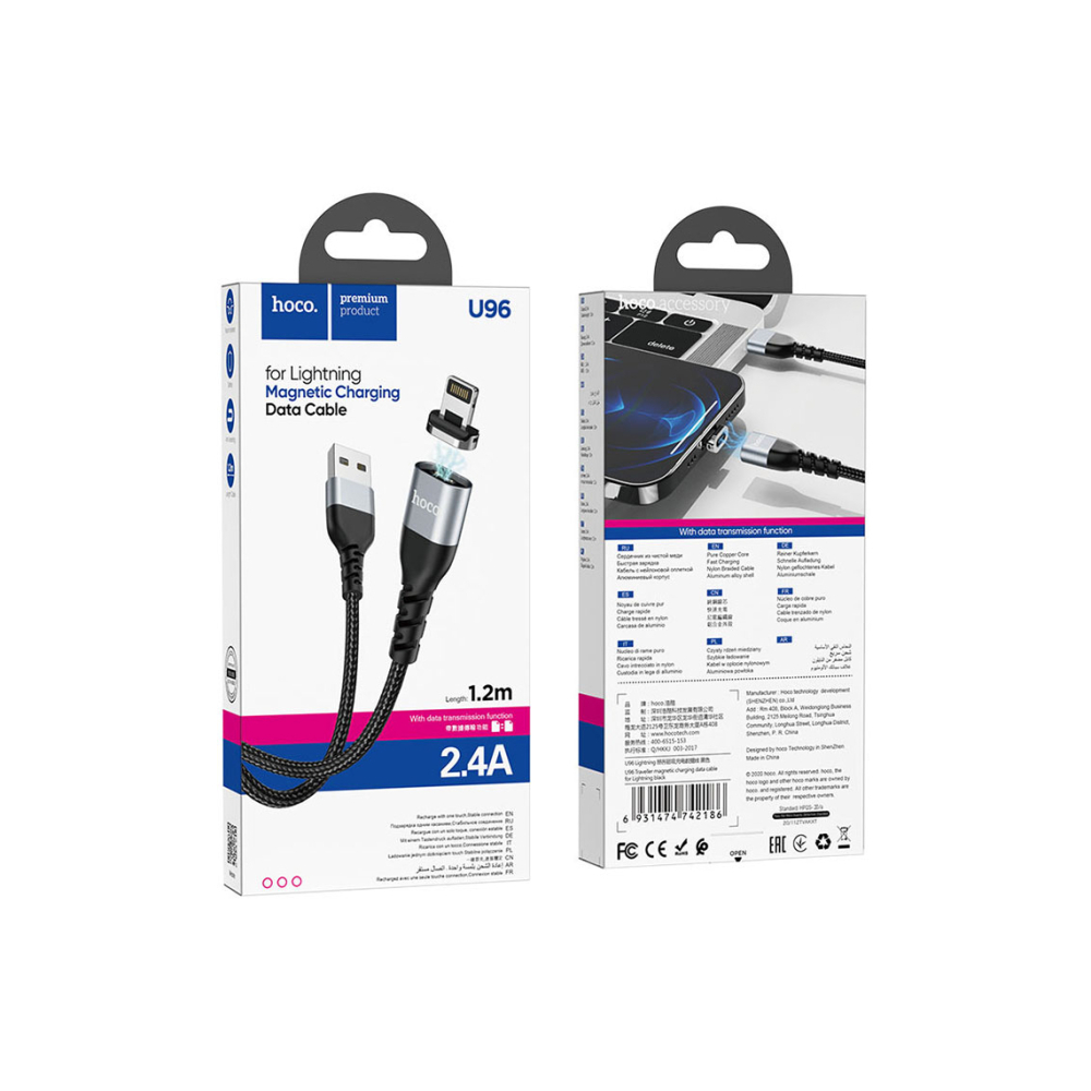 Cablu Date si Incarcare, USB-A la Lightning, 18W, 2.4A, 1m, Black – Hoco U96 [1]