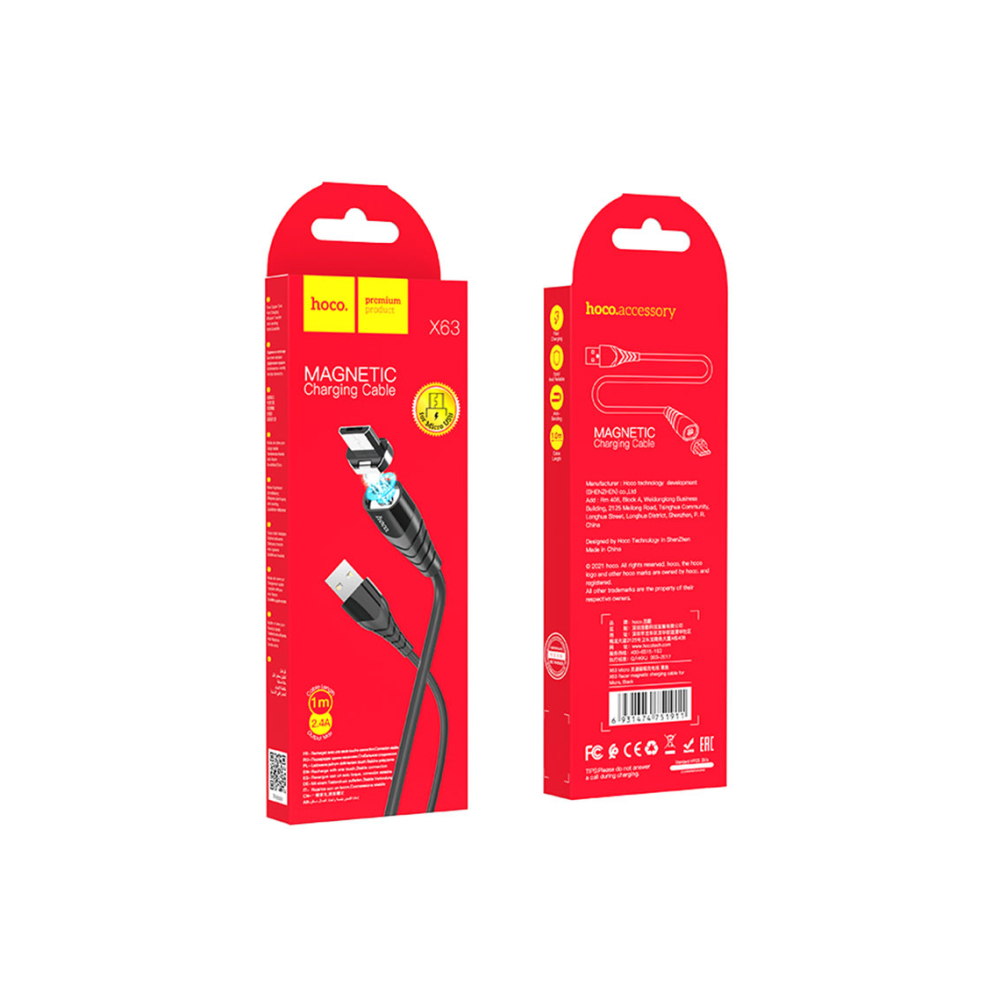 Cablu Date si Incarcare, USB-A la MicroUSB, 18W, 2.4A, 1m, Black – Hoco X63 [1]