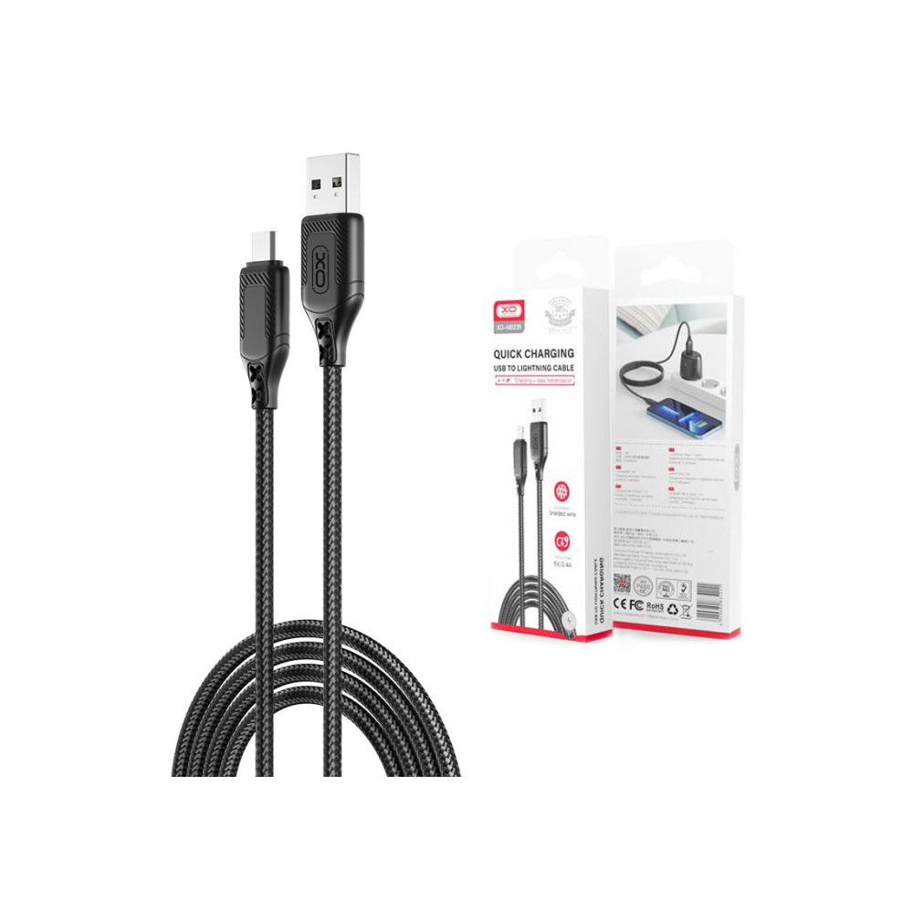 Cablu Date si Incarcare, USB-A la MicroUSB, 2.4A, Braided, 1m, Black – XO NB235 [1]