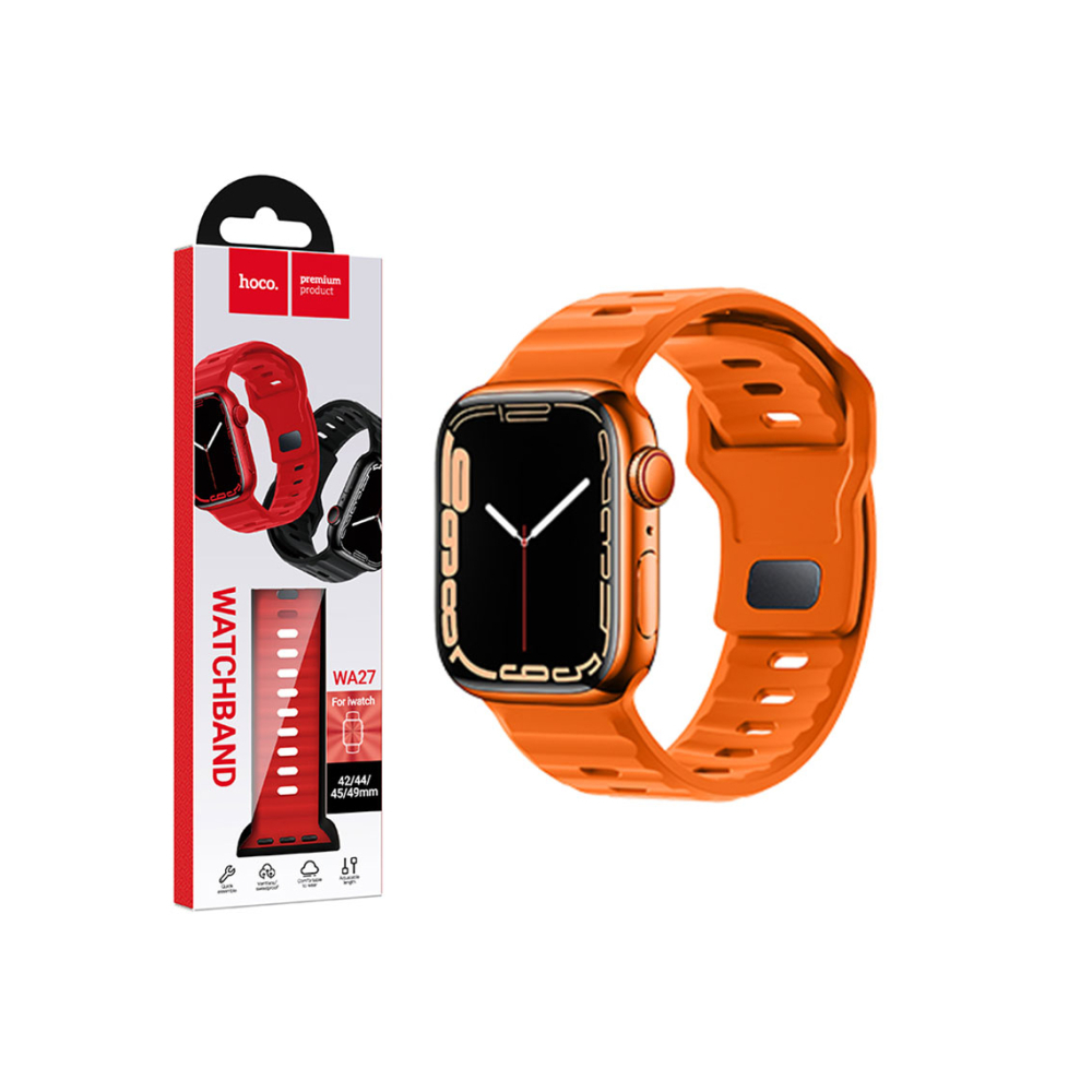 Curea Apple Watch, Silicon – Hoco Accesorii Curea silicon, pentru iWatch, Universal Size - Flexibile Band, Stepped, Orange – Hoco WA27 [1]