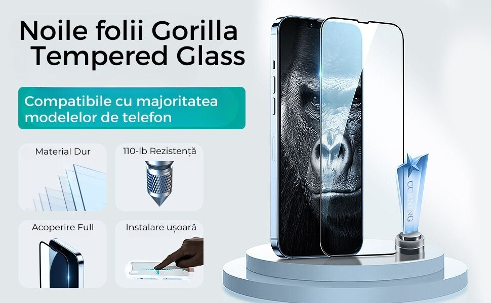 Folie iPhone 17 Pro Max ESD Clear - Sticlă Securizată AntiStatic, AntiDust și Black Frame de Protecție [2]