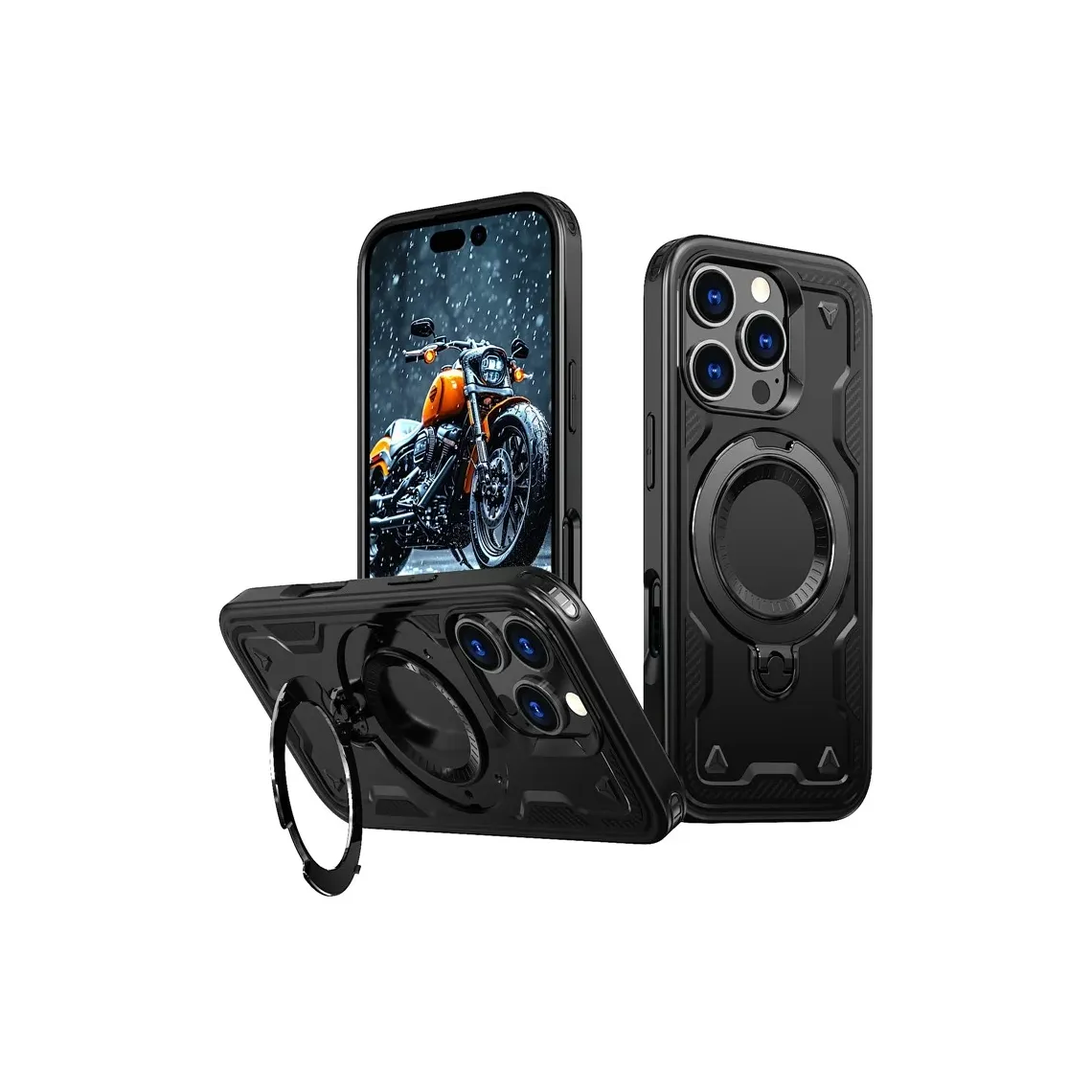 Husă Iphone 13 Pro Hybrid Armor MagRing, MultiAngle Negru [1]