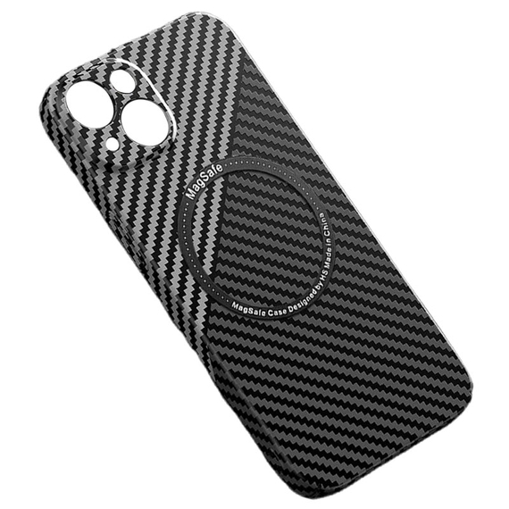 Husa iPhone 14 Plus » iPefet Carbon, Kevlar Pattern, cu MagSafe, Black, Grey [1]