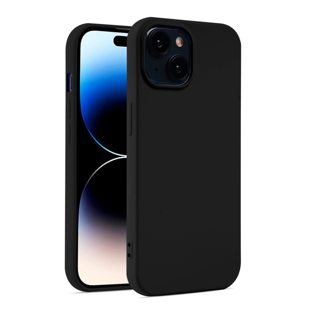 Husa iPhone 14 Plus » Soft MicroFiber, TPU, Pure BLACK [1]