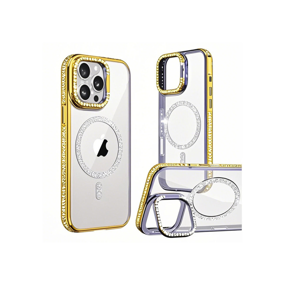 Husa iPhone 15 » Crystal Plated MagCase, CamStand, Gold [1]