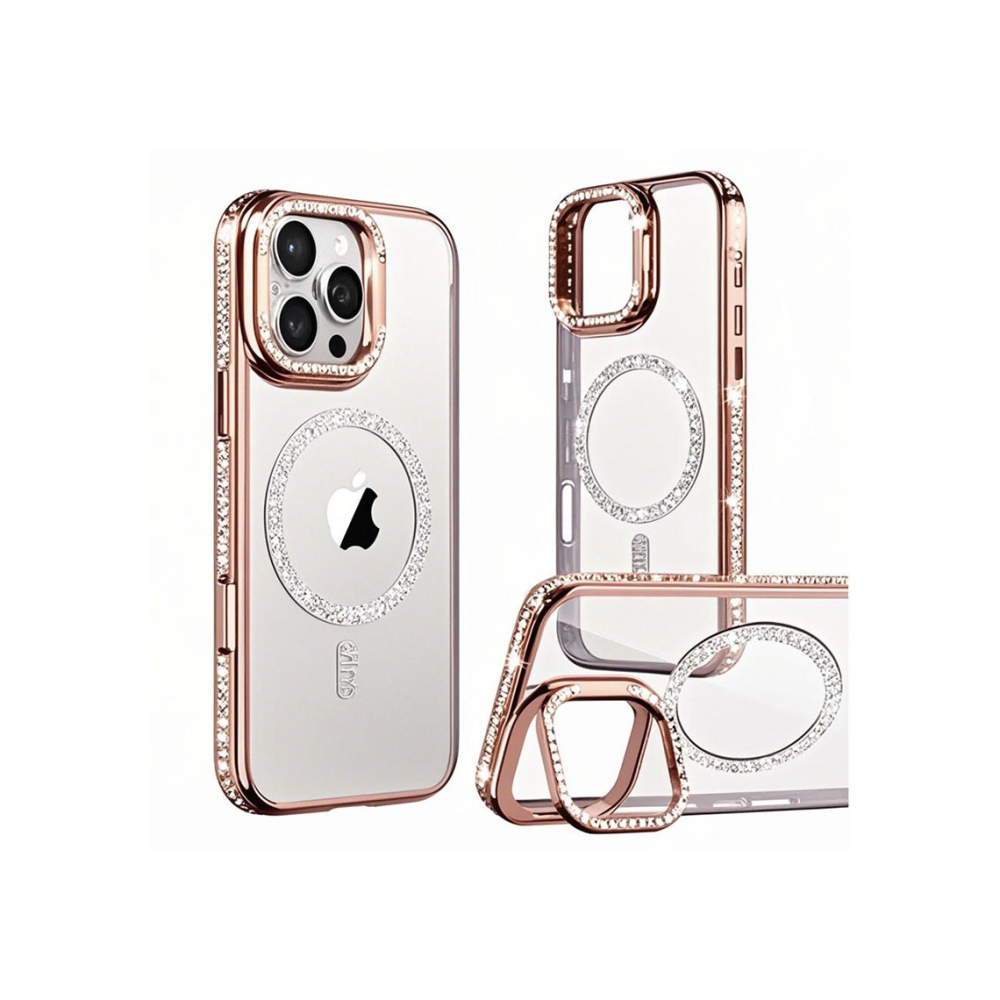Husa iPhone 15 » Crystal Plated MagCase, CamStand, Rose [1]