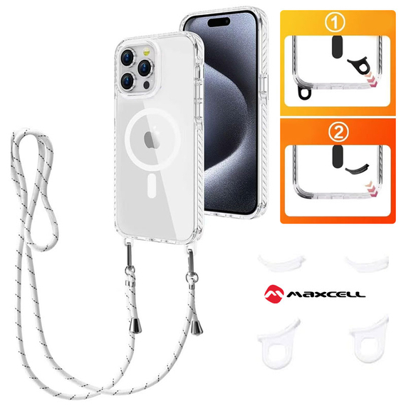 Husa iPhone 15 » MagFrame AntiDrop 2in1, Snur Detasabil, CLEAR/White frame [1]