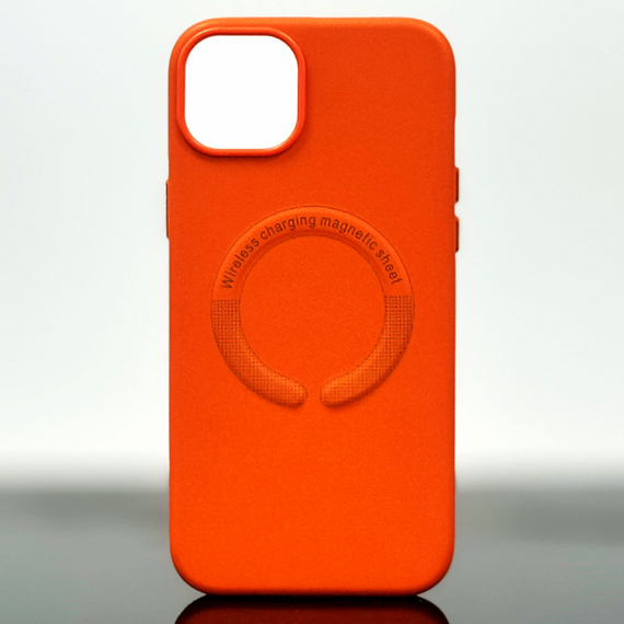Husa iPhone 15 Plus » Kraft cu MagSafe, Eco-Leather, Orange [1]