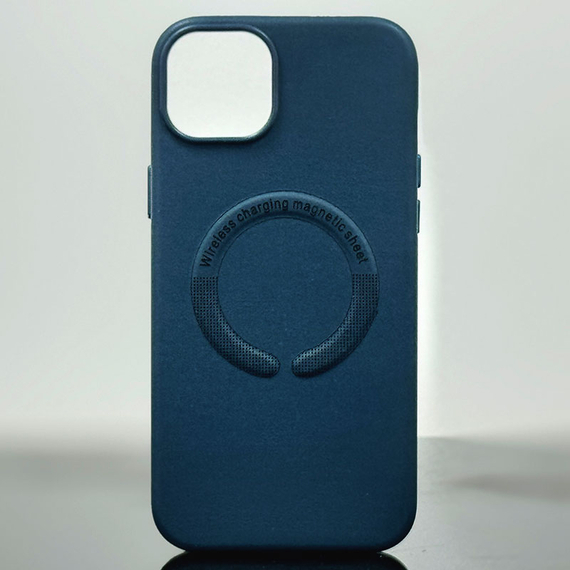 Husa iPhone 15 Plus » Kraft MagCase, Eco-Leather, Navy Blue [1]