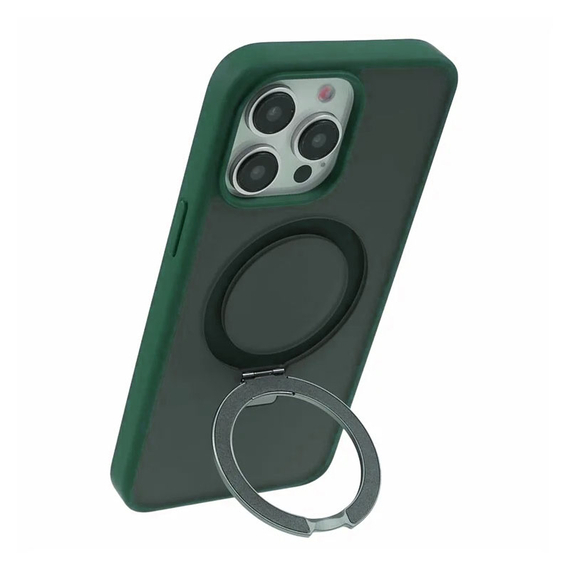 Husa iPhone 15 Plus » Mike AntiDrop, cu MagSafe, Inel Stand, Gray / Green [1]