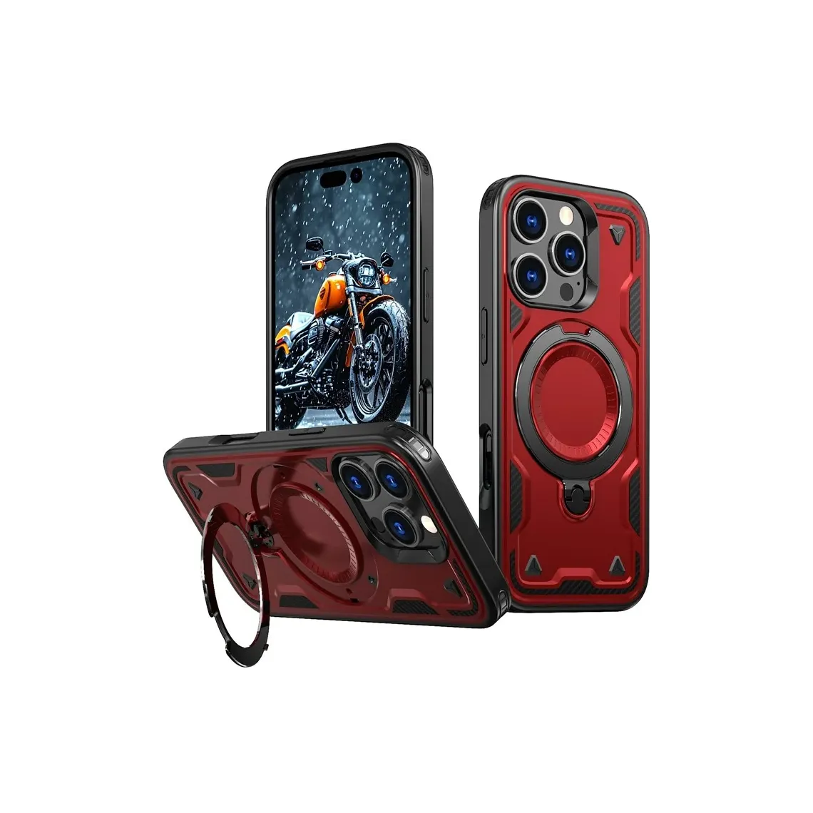 Husa iPhone 15 Pro » Hybrid Armor MagRing, MultiAngle, Red [1]