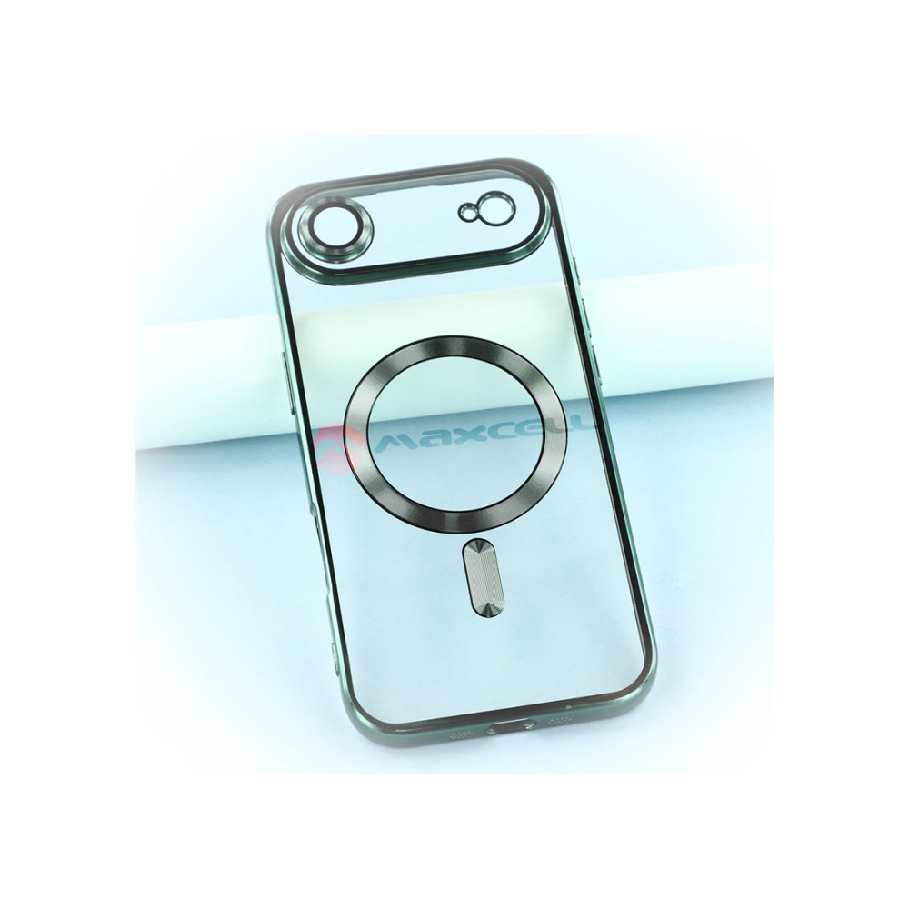 Husa iPhone 17 Air » Plating MagCase, TPU Clear, frame GREEN [1]