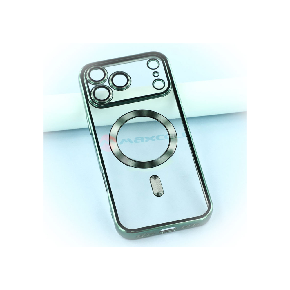 Husa iPhone 17 Pro » Plating MagCase, TPU Clear, frame GREEN [1]
