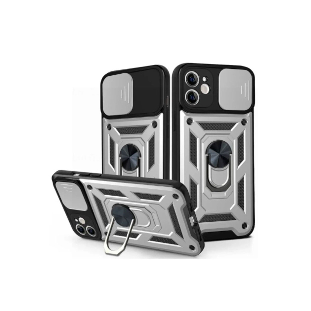 Husa Samsung S25 Plus Armor CamSlide, Ring Stand Argintiu [1]