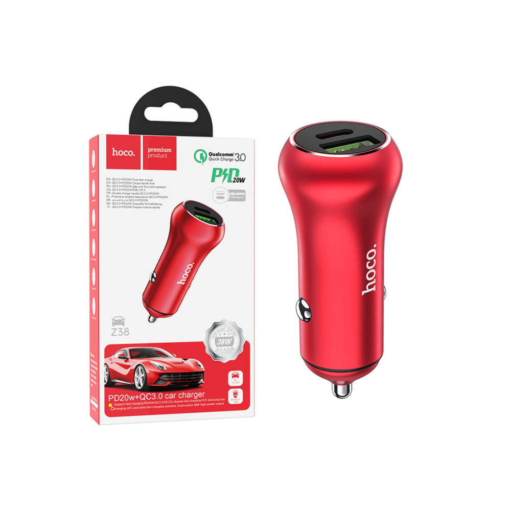 Încărcător auto 20W, 1xUSB-C, 1xUSB-A, PD, QC3.0– Hoco [1]