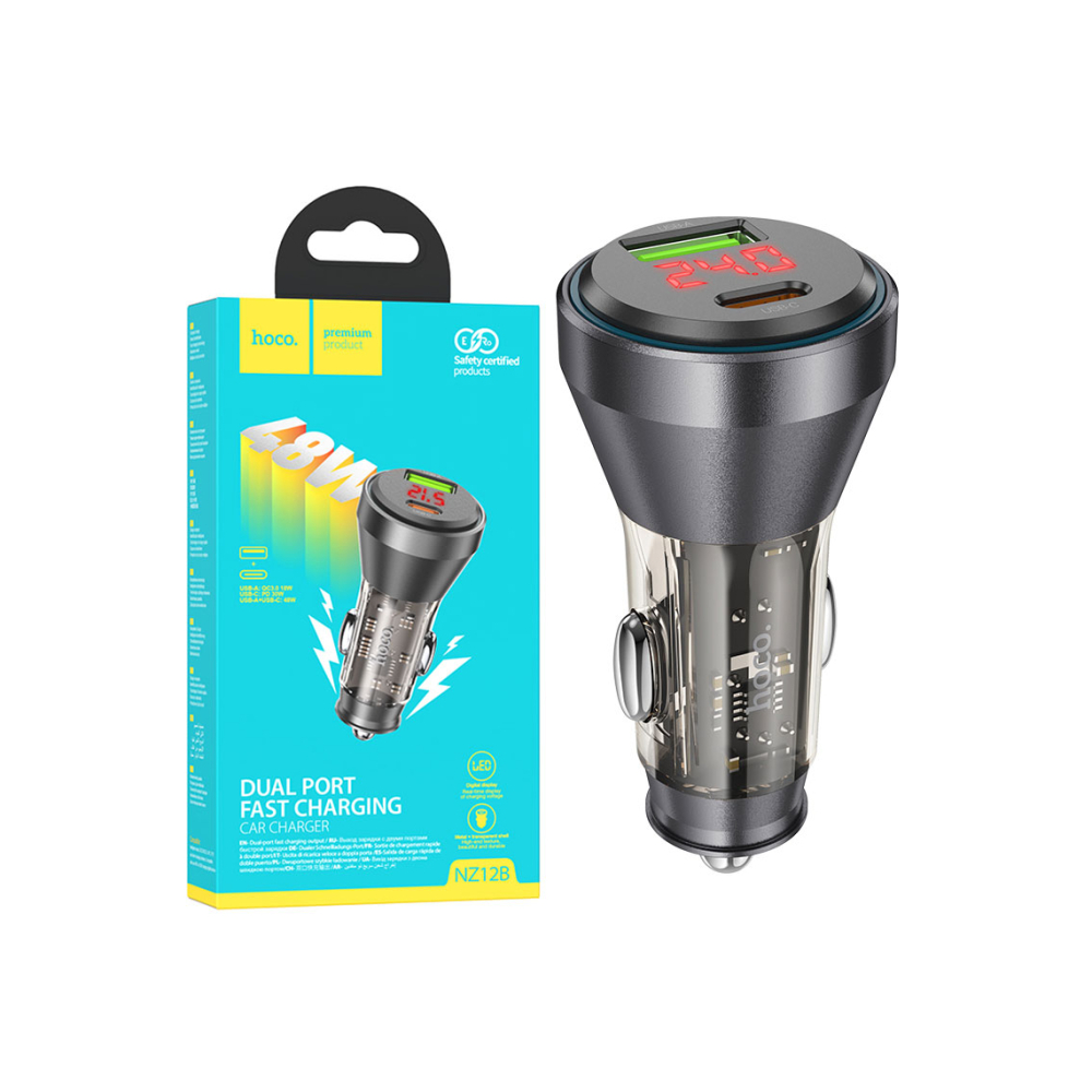 Încărcător auto 30W, 1xUSB-C, 1xUSB-A, PD, QC3.0– Hoco [1]
