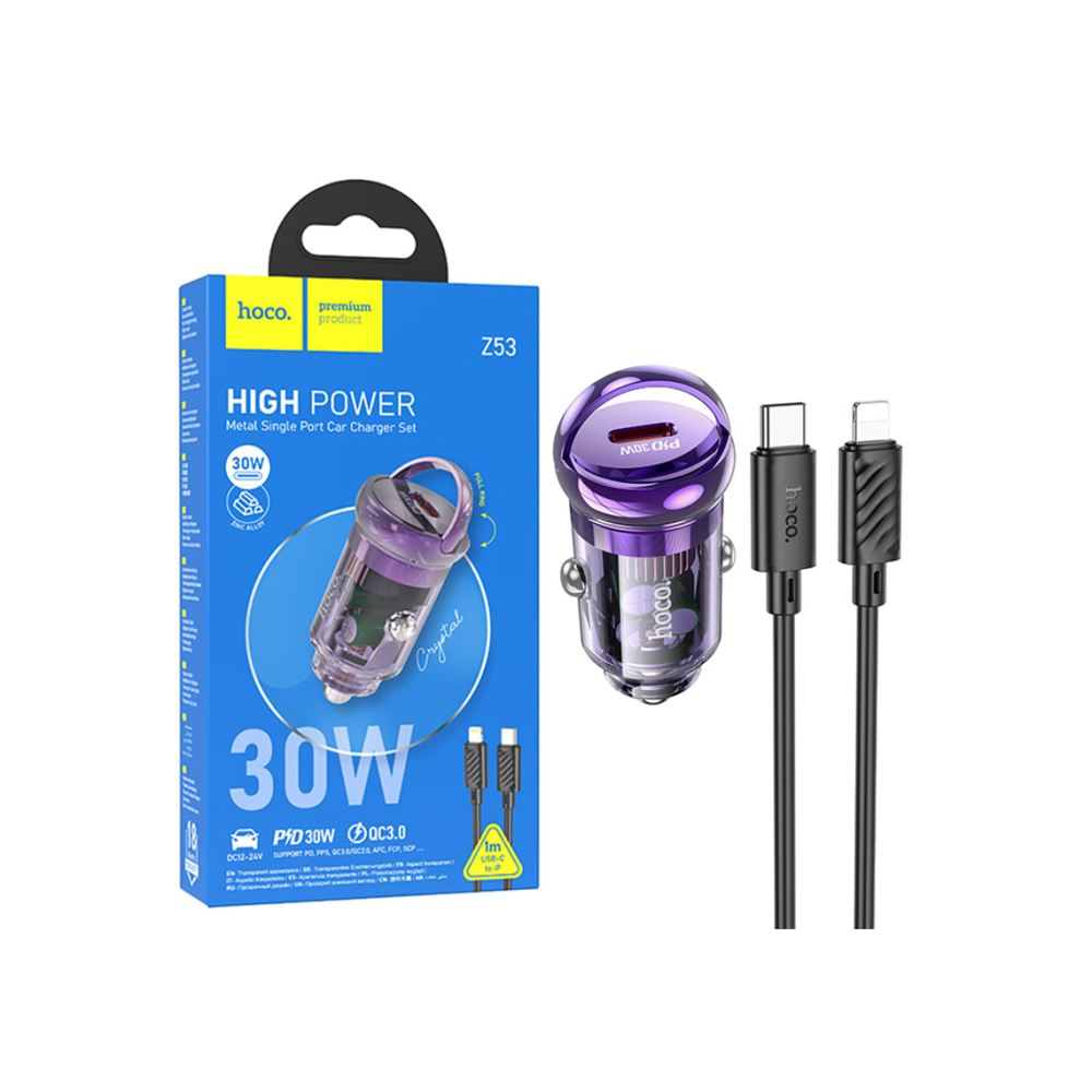 Încărcător auto 30W, 1xUSB-C, PD + cablu inclus– Hoco [1]