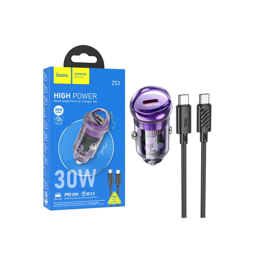 Încărcător auto 30W, 1xUSB-C, PD + cablu inclus– Hoco [1]
