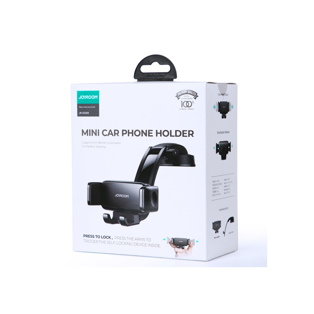 Suport Auto, cu cleme laterale, montaj Cockpit Bord, MultiAngle, brat ajustabil, Black – Joyroom JR-ZS283W [1]