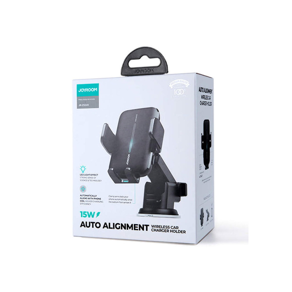 Suport Auto cu incarcare Wireless, cleme laterale, montaj Bord, MultiAngle, brat ajustabil, Black – Joyroom ZS245 [1]