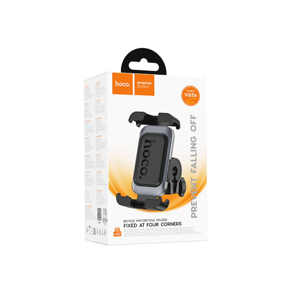 Suport Moto/Bike, cleme laterale, montaj Ghidon, Fixed Corners, Black Metal, GRAY – Hoco H82 [1]