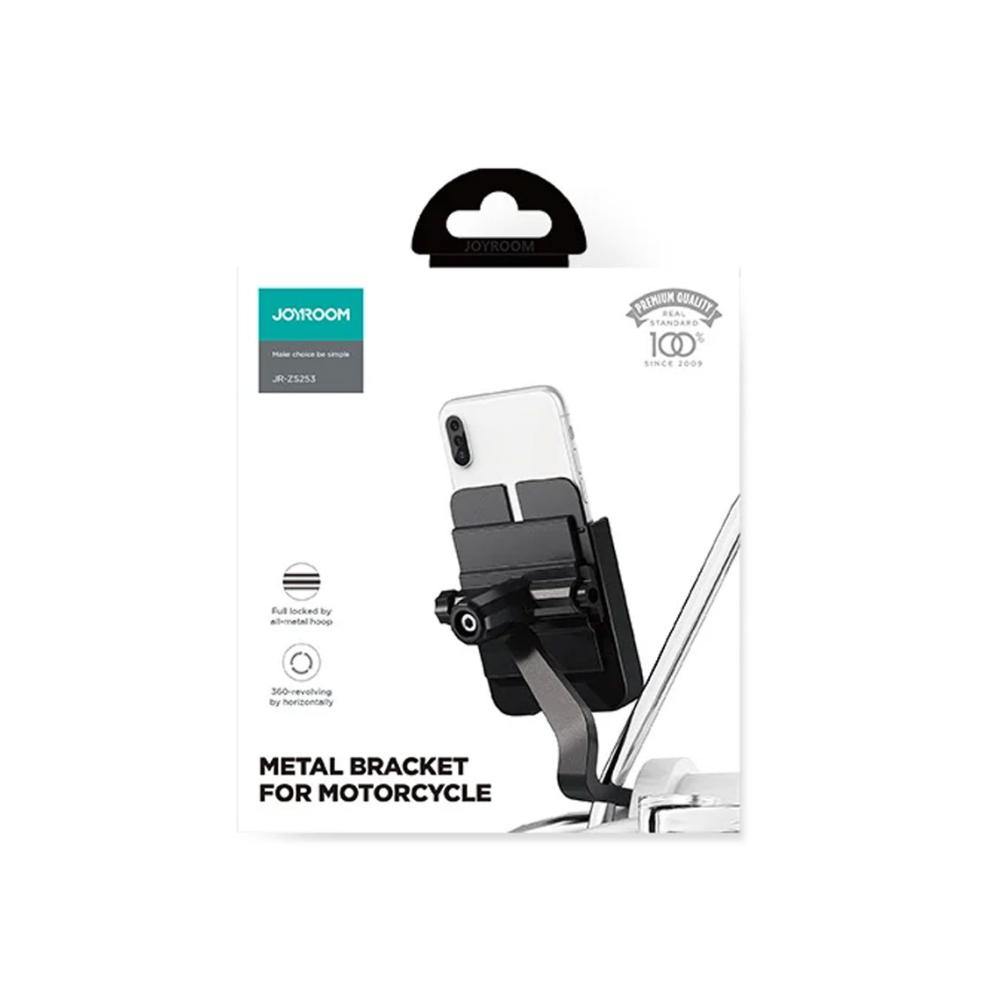 Suport Moto/Bike, cu cleme laterale, fixare dubla, montaj Oglindă, RingLock, Metallic, Black – Joyroom JR-ZS253 [1]